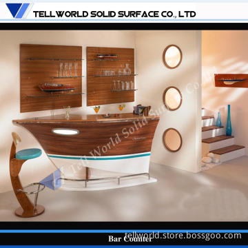 Fancy Boat Style Small Home Modern Bar Counter Design, Home Bar Furniture (TW-MACT-220)